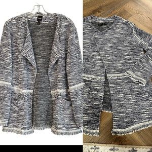 Rafaella Metallic Fringe Cardigan